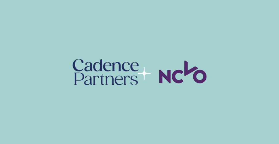 Cadence Partners and NCVO logos on light blue background.